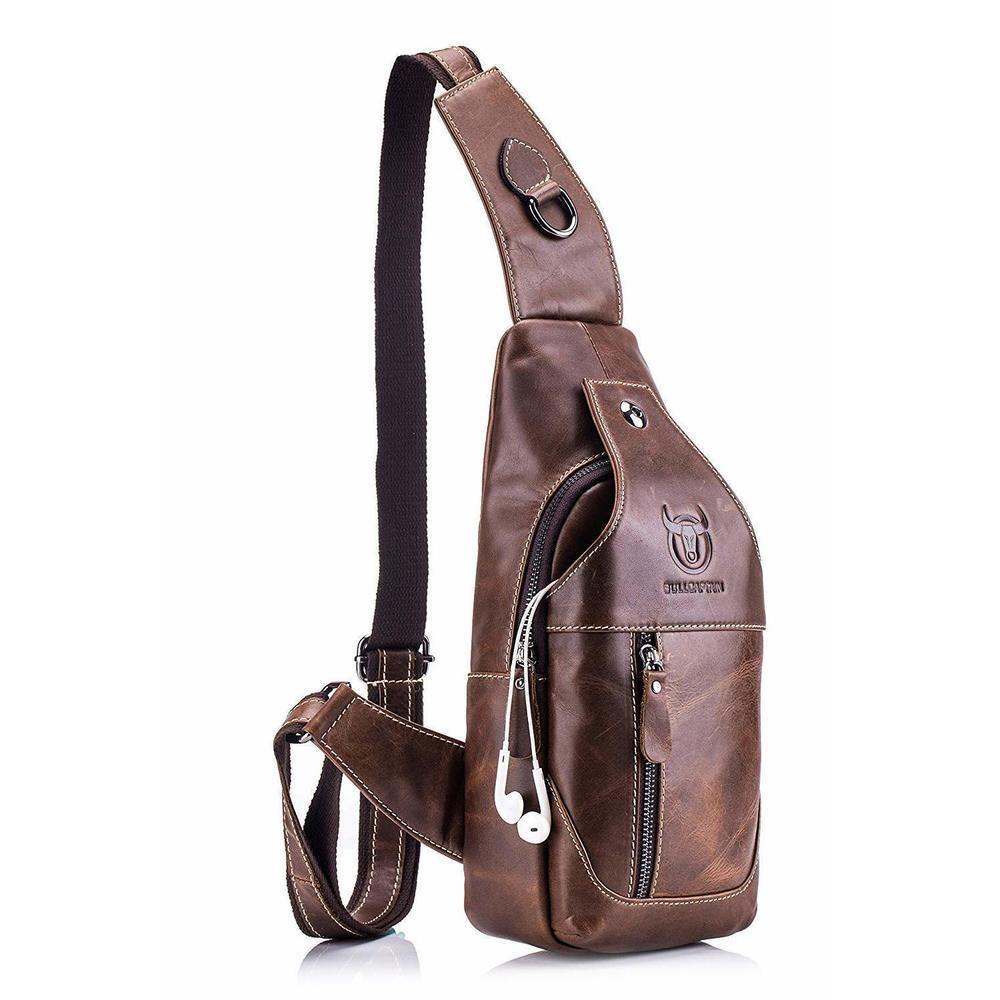 Men's Sling Bag Leather Chest Shoulder Backpack Cross Body Purse😎